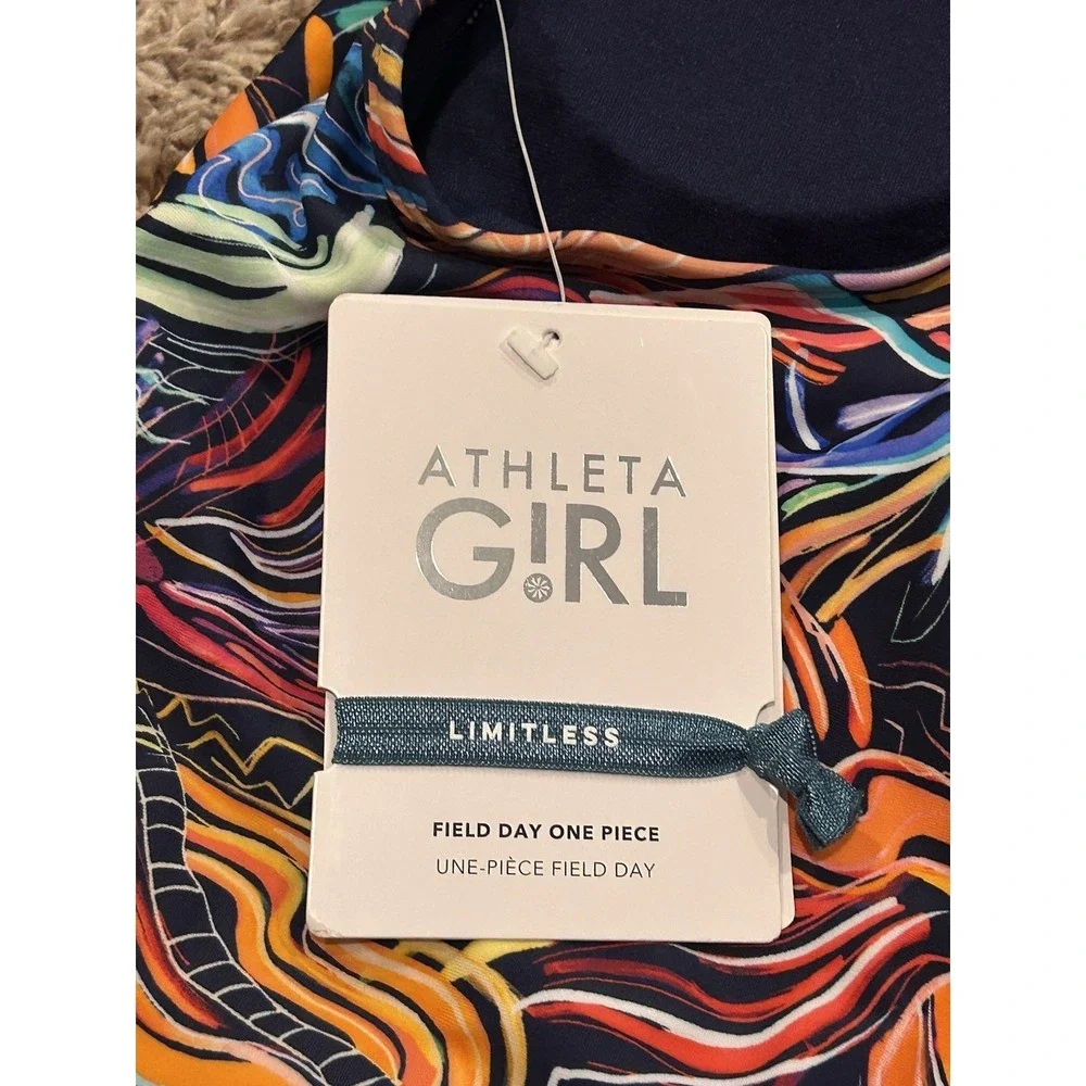 Athleta Girl One Piece Swimsuit Girl XXL/16 Black Multicolor Beach Summer Travel